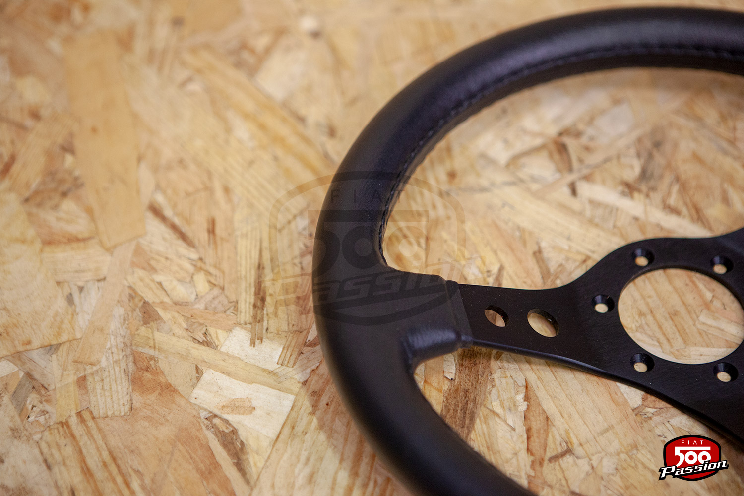 Volant cuir 3 branches acier noir – Image 2