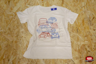 T-shirt blanc Fiat 500 bleu & rouge